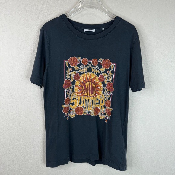 Sandro Paris‎ Women's Graphic Summer T-Shirt Short Sleeve Black Size 1 - Picture 1 of 13